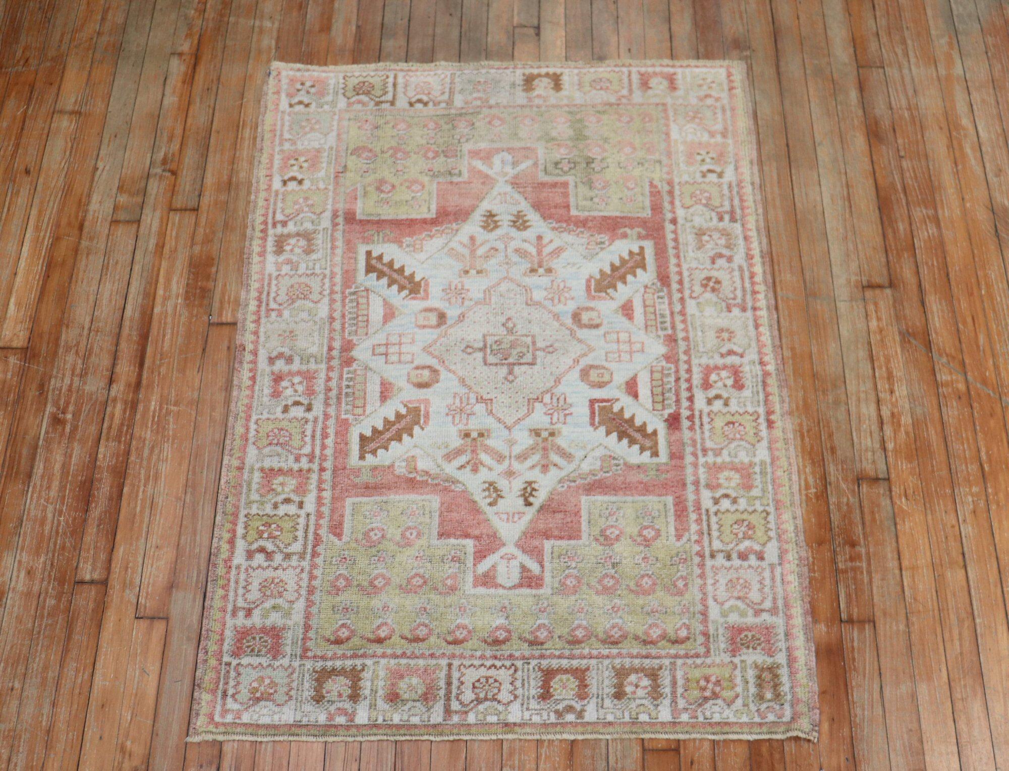 Pair of Muted Vintage Turkish Oushak Rugs For Sale 2