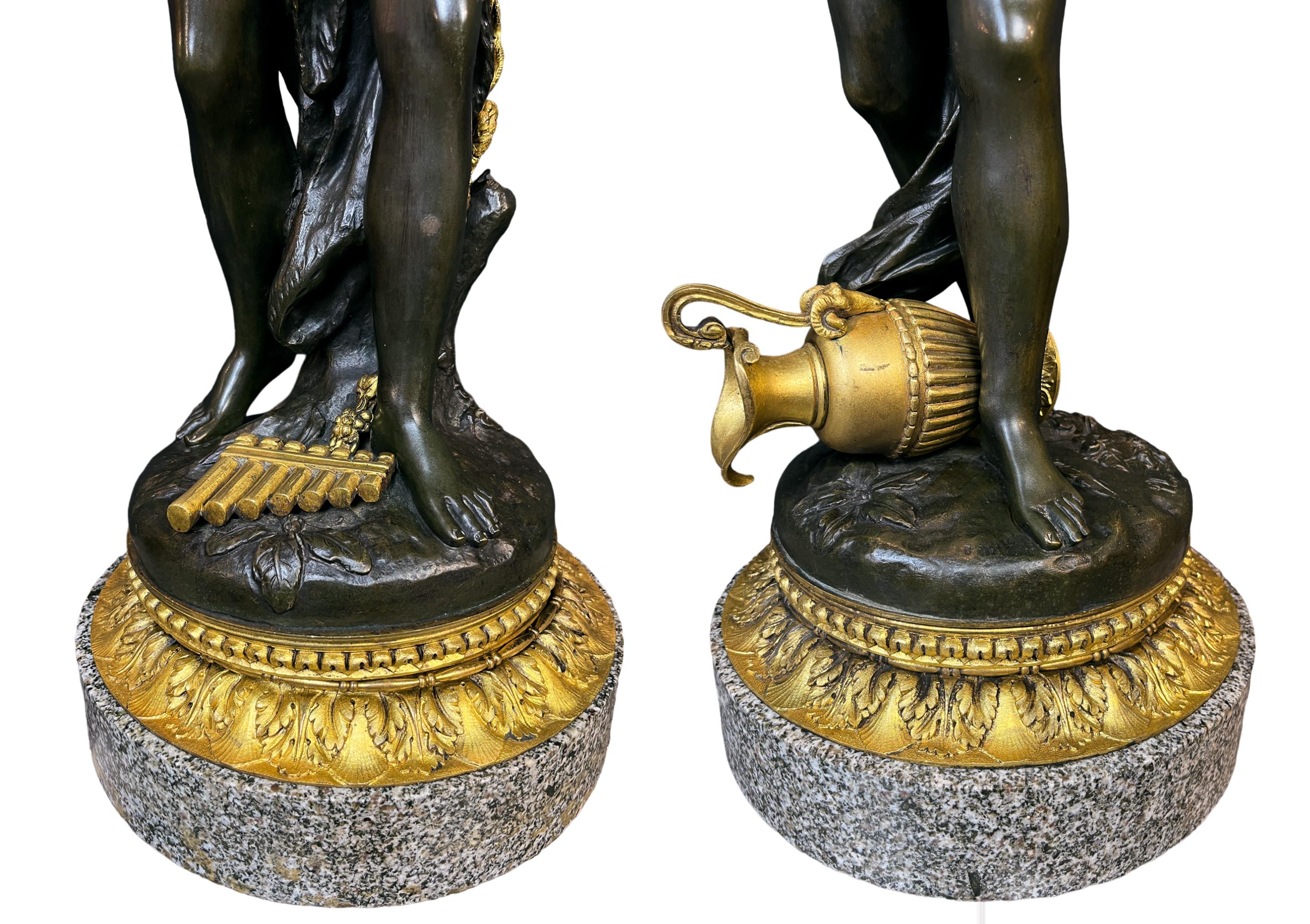Coppia di candelabri a nove luci con figure mitologiche in ormolu e bronzo patinato in vendita 3