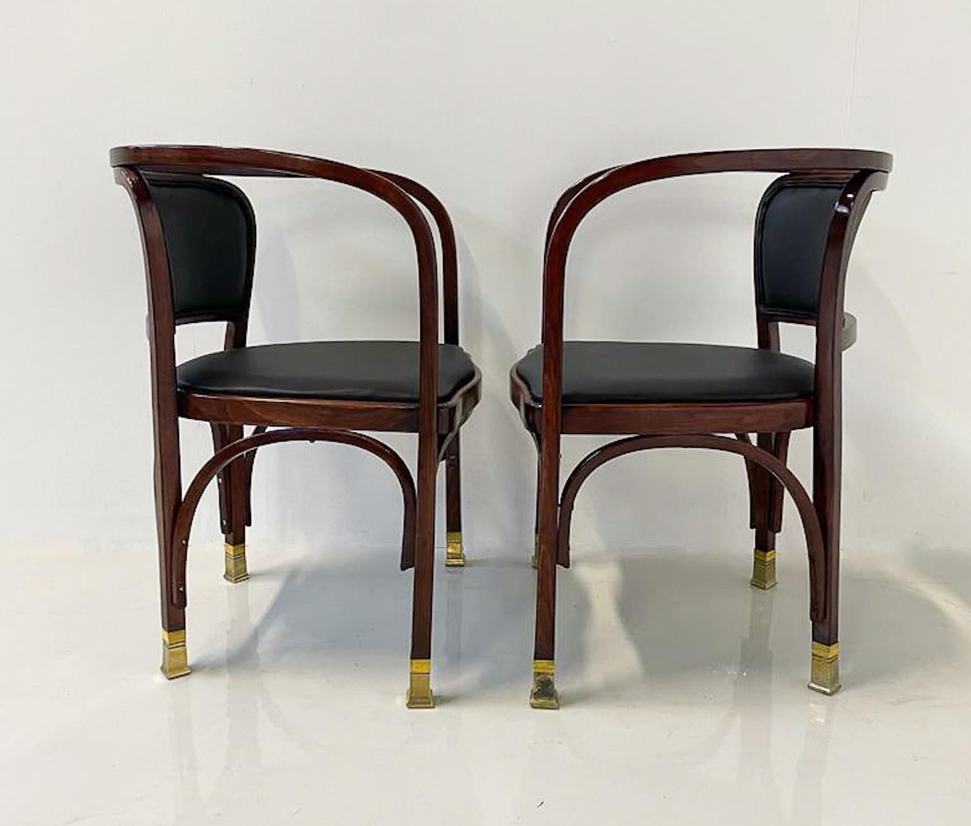 Paire de fauteuils N° 715 Gustav Siegel pour Kohn, Autriche, années 1900 Bon état - En vente à Brussels, BE