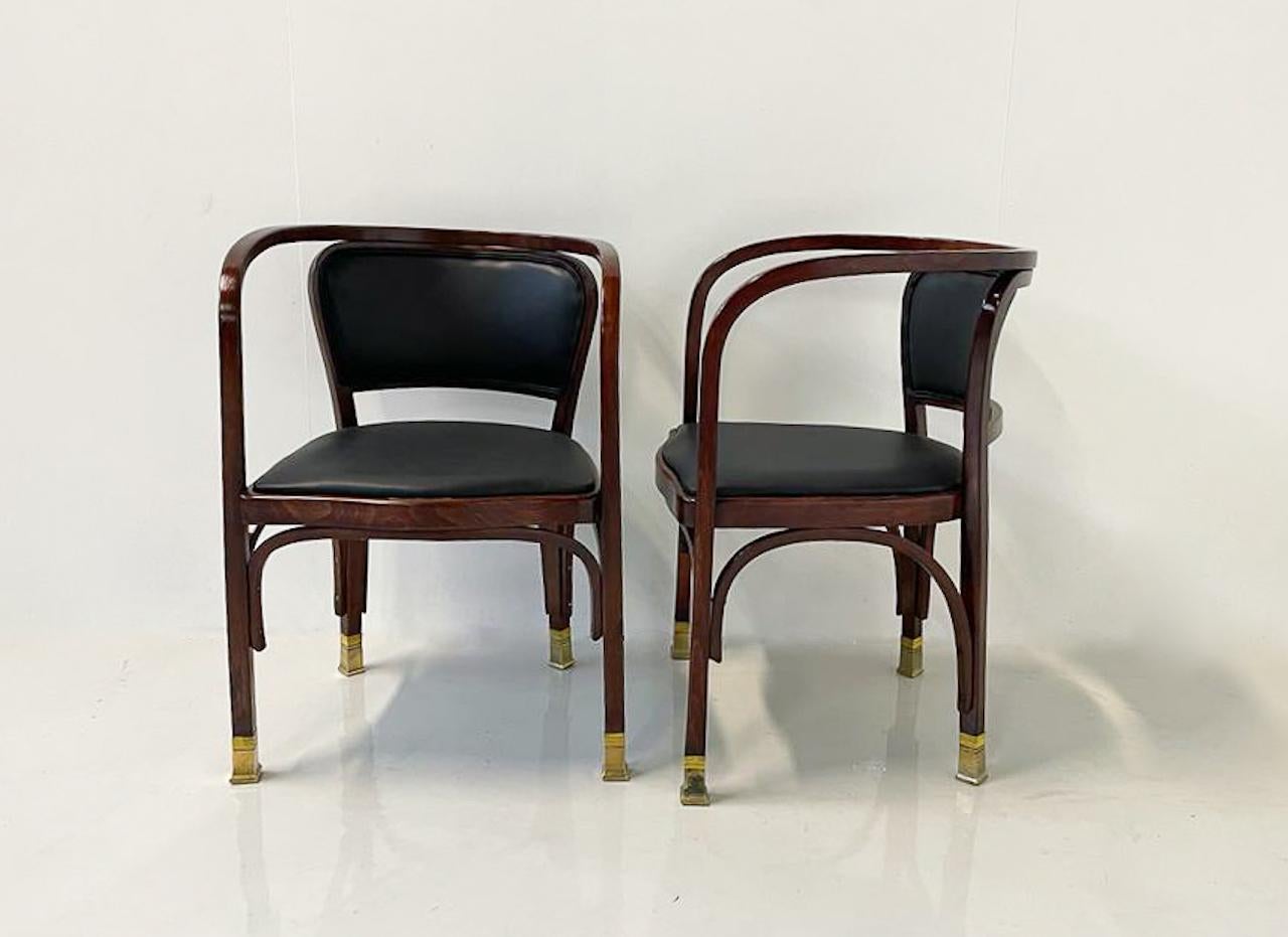 Début du 20ème siècle Paire de fauteuils N° 715 Gustav Siegel pour Kohn, Autriche, années 1900 en vente