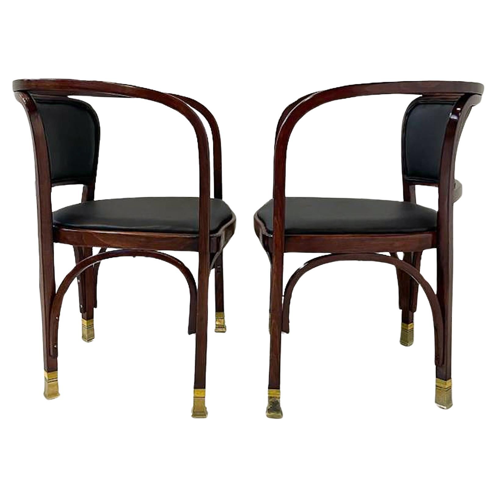 Pair of N° 715 Gustav Siegel Armchairs for Kohn, Austria, 1900s For Sale