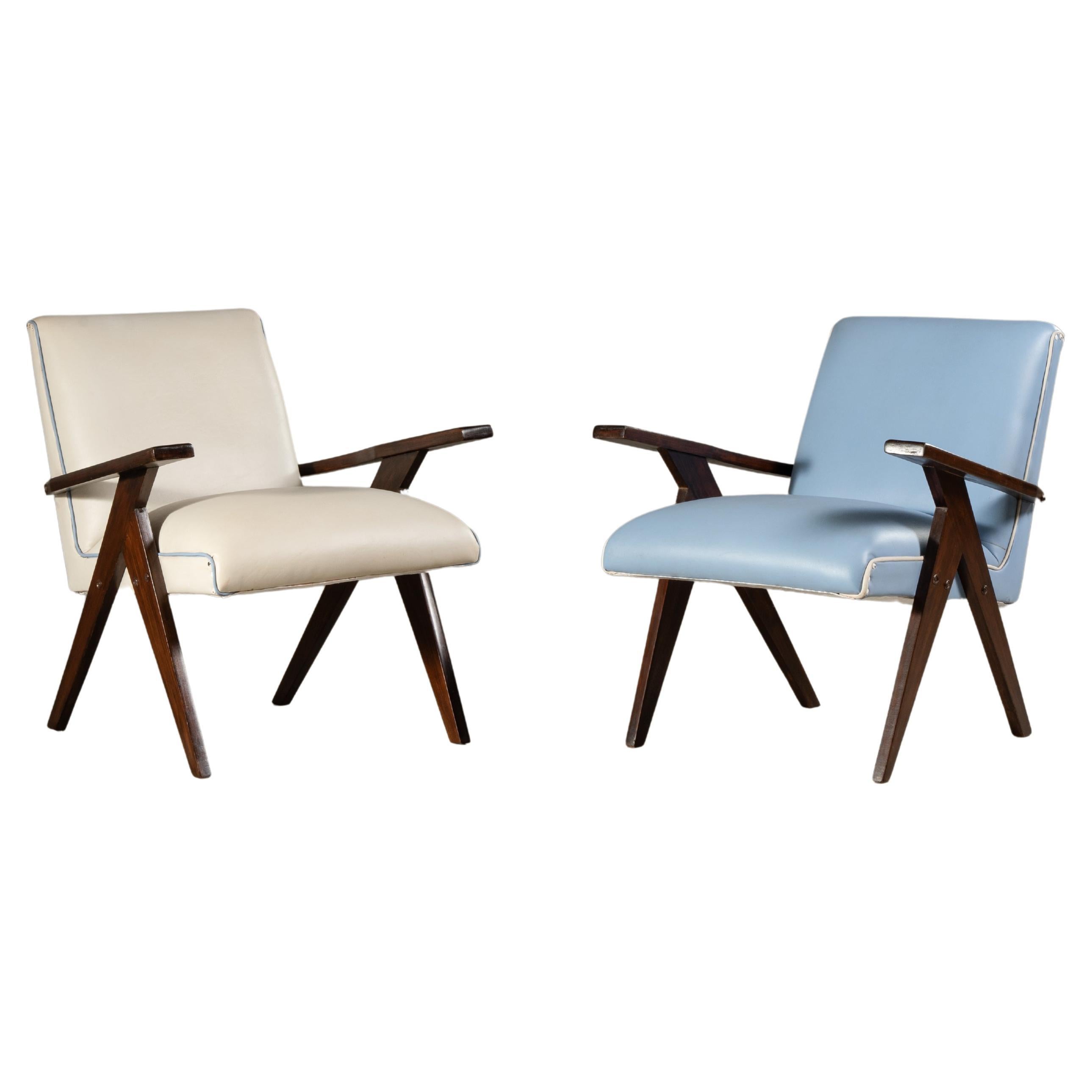 Pair of 'N' Lounge Chairs, by Zanine Caldas, Brazilian Mid-Century Modern