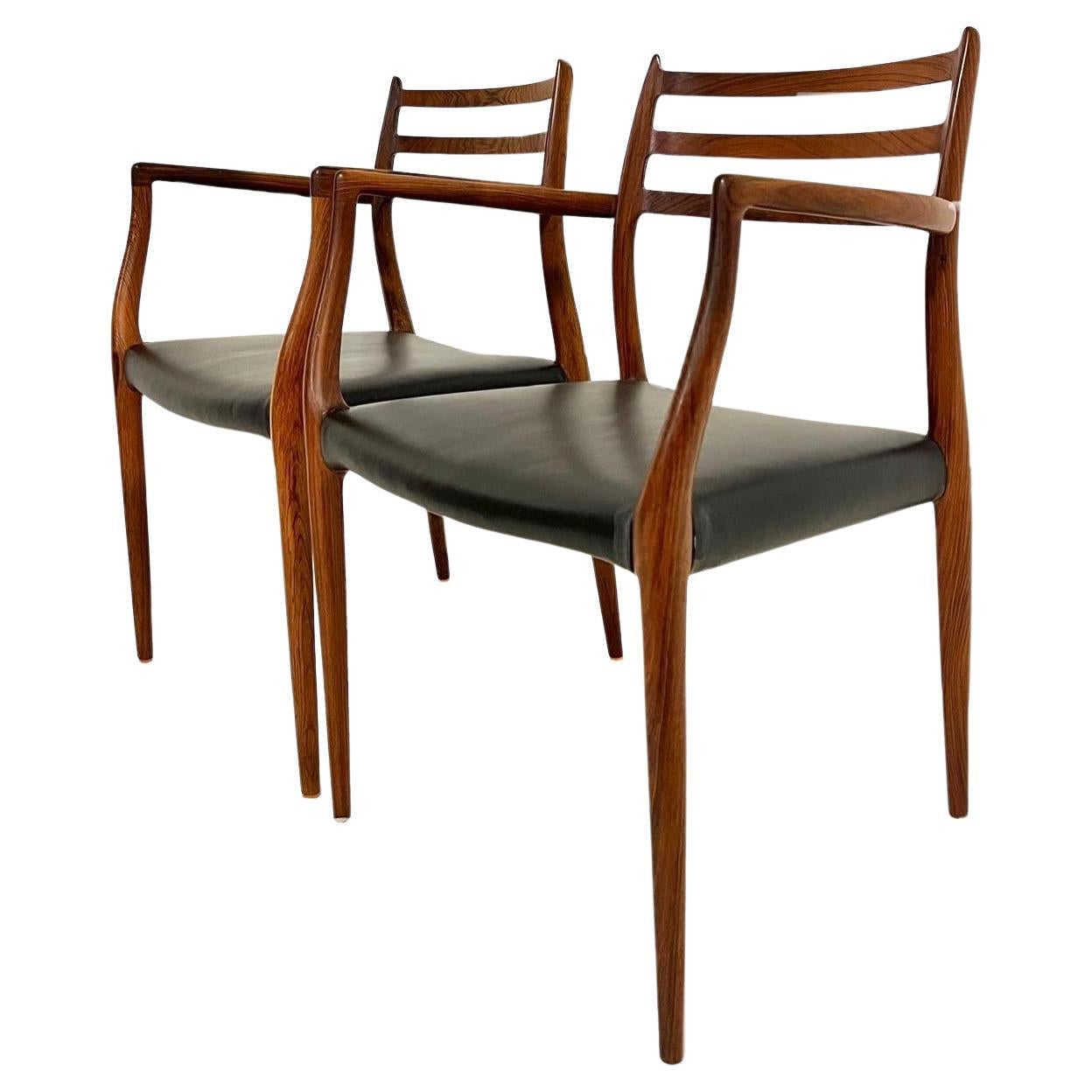 Pair of N. O. Møller armchairs for J. L. Møller, Denmark 1962 For Sale