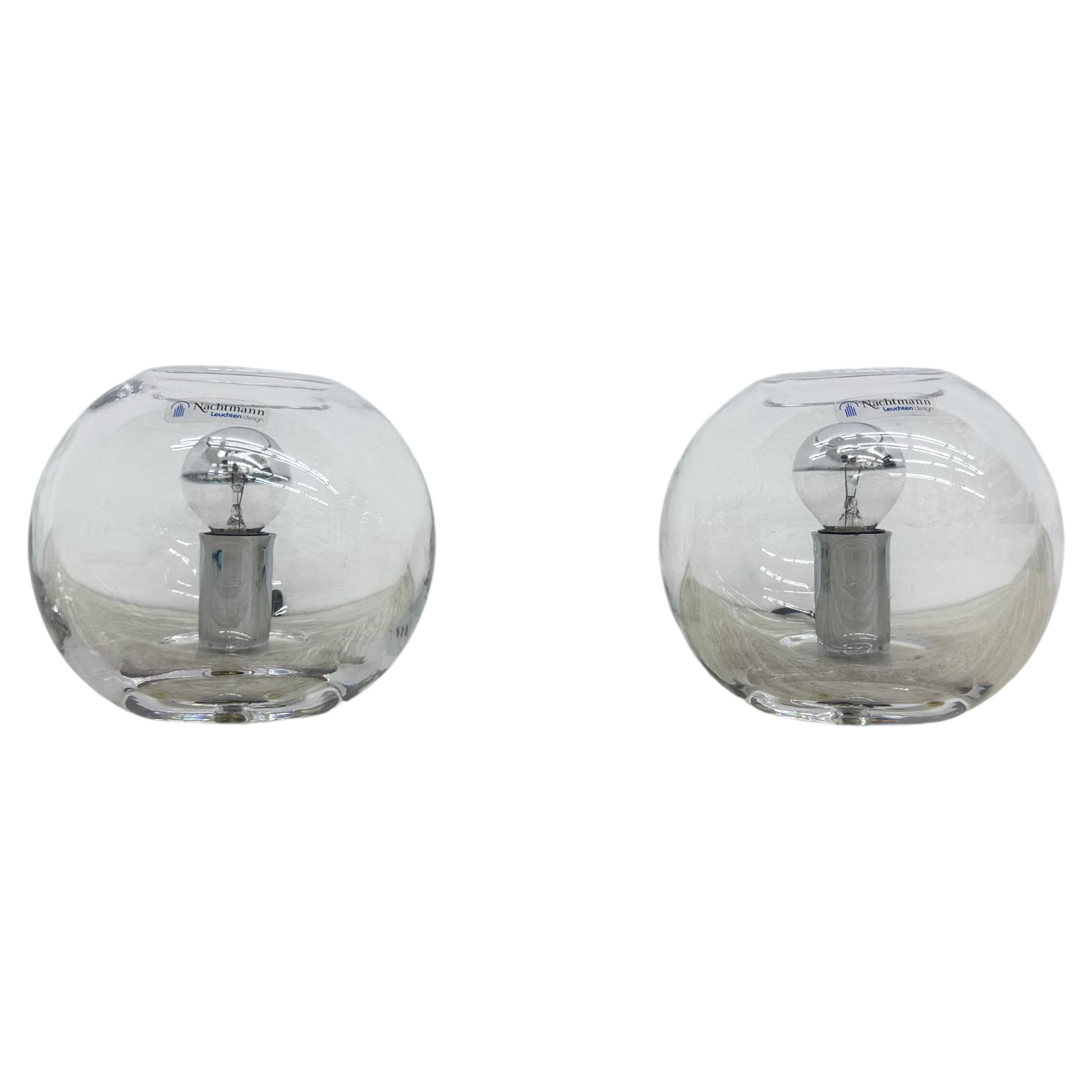Pair of Nachtmann leuchten design sphere crystal table lamps , 1970s For Sale