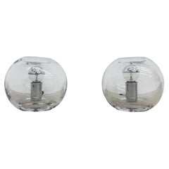 Pair of Nachtmann leuchten design sphere crystal table lamps , 1970s