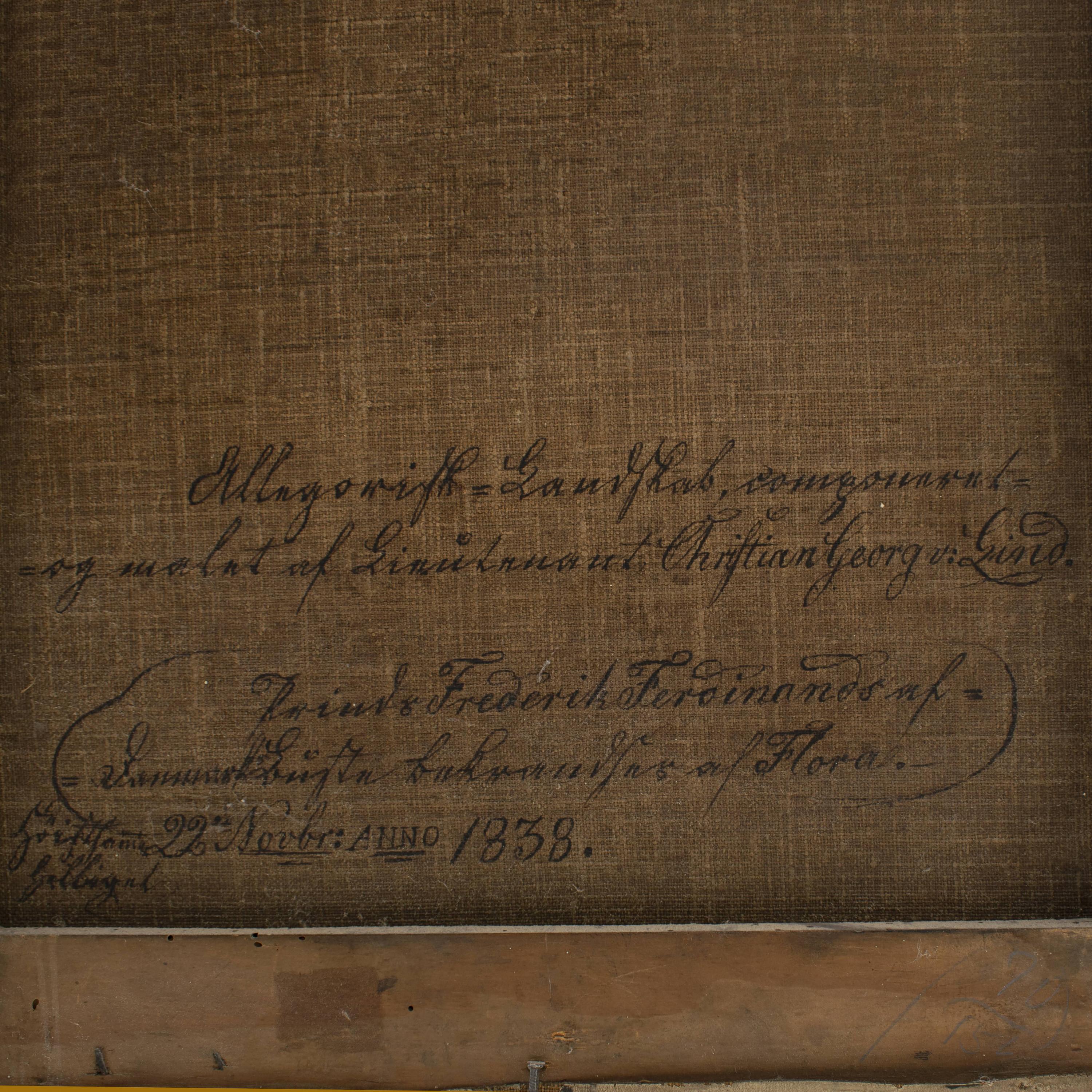 Ein Paar allegorische Landschaftsgemälde von Nave, Christian Georg v. Lind im Angebot 2