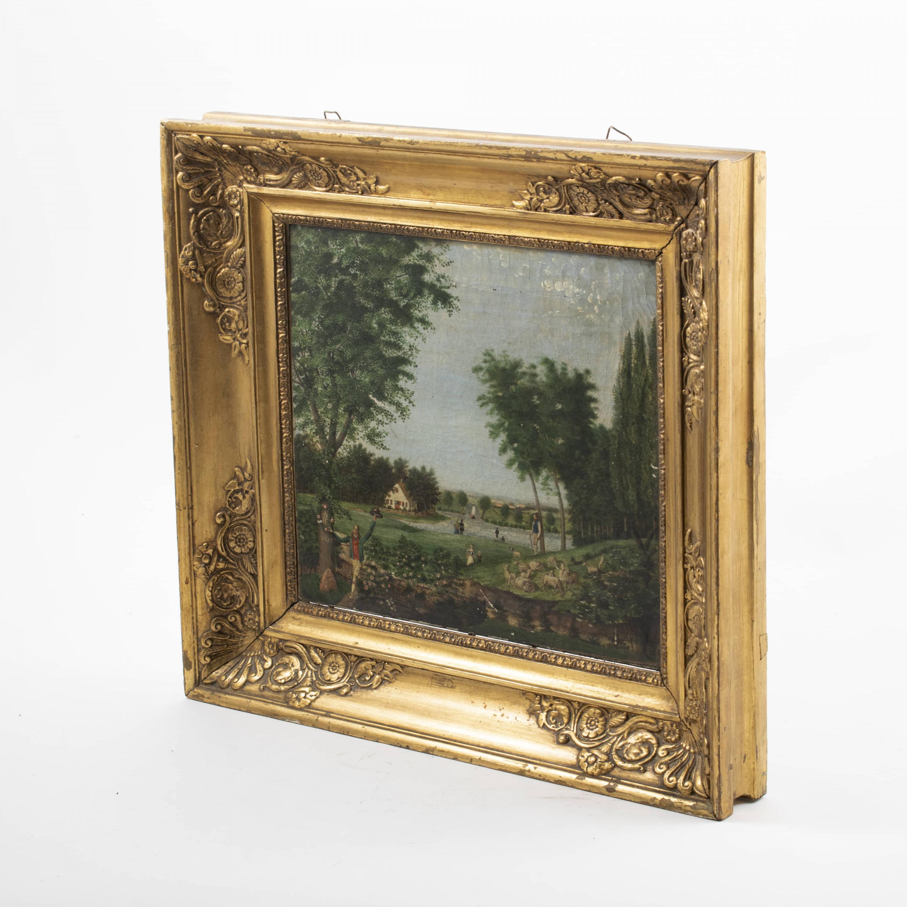 Pair of Naïve Allegorical Landscape Paintings Sign, Christian Georg v. Lind For Sale 7
