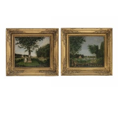Pair of Naïve Allegorical Landscape Paintings Sign, Christian Georg v. Lind