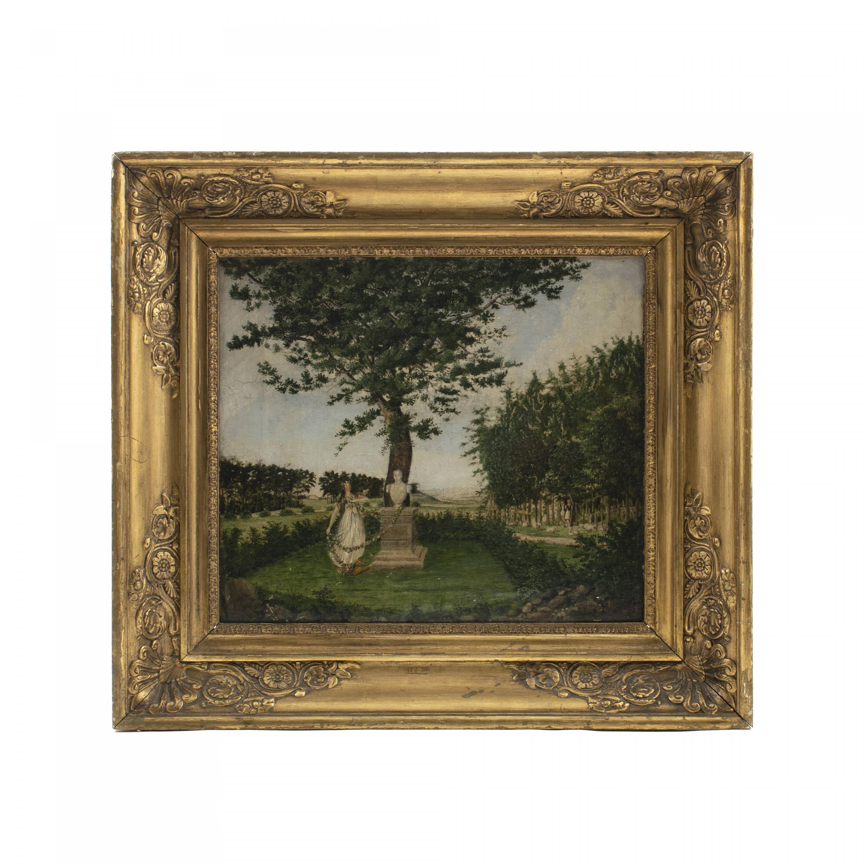 Empire Pair of Naïve Allegorical Landscape Paintings Sign, Christian Georg v. Lind For Sale