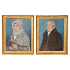 Pair of Naive English Portraits c. 1830