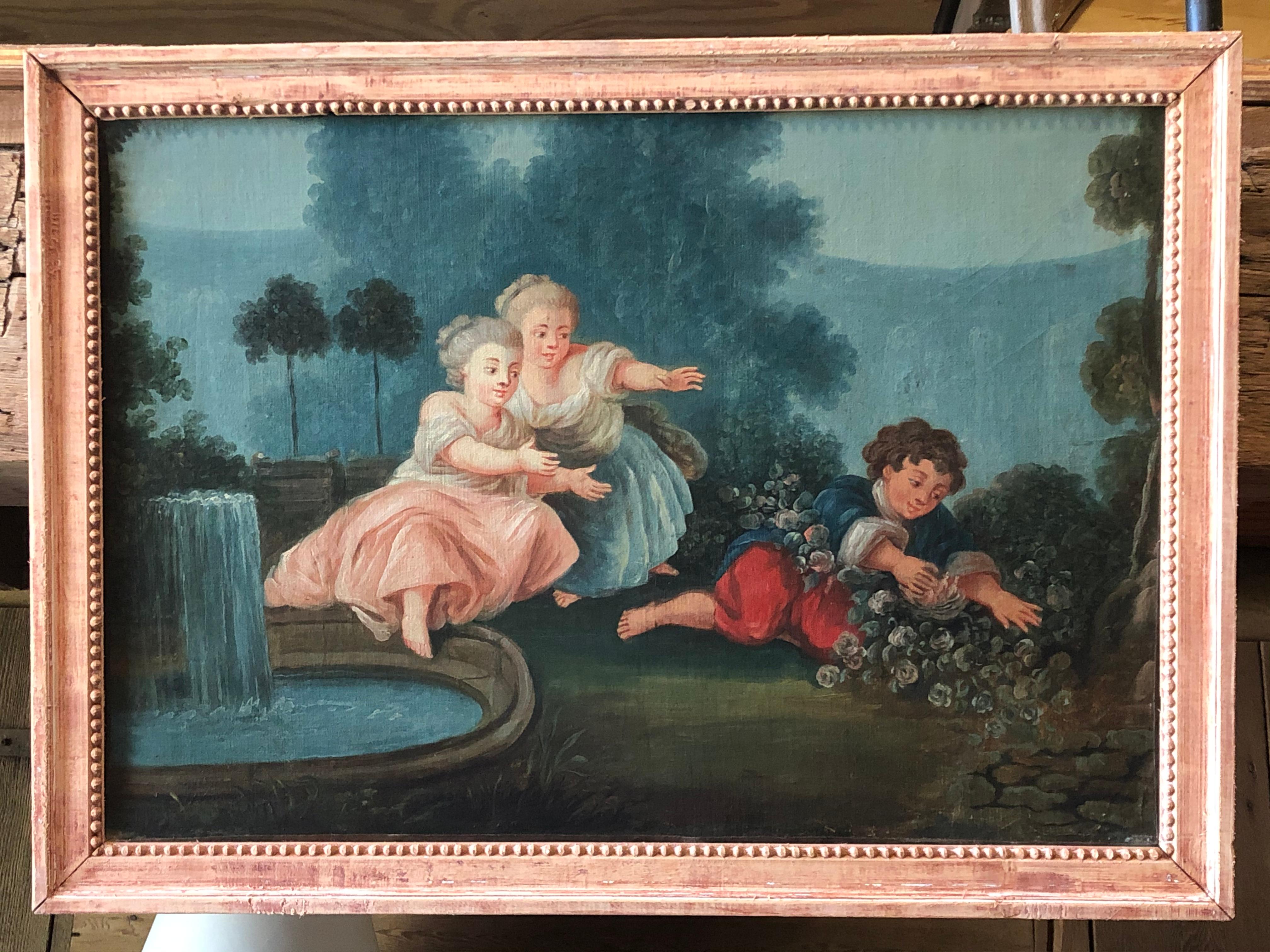 Pair of Naive French Paintings, Garden Theme, 18th C. 4