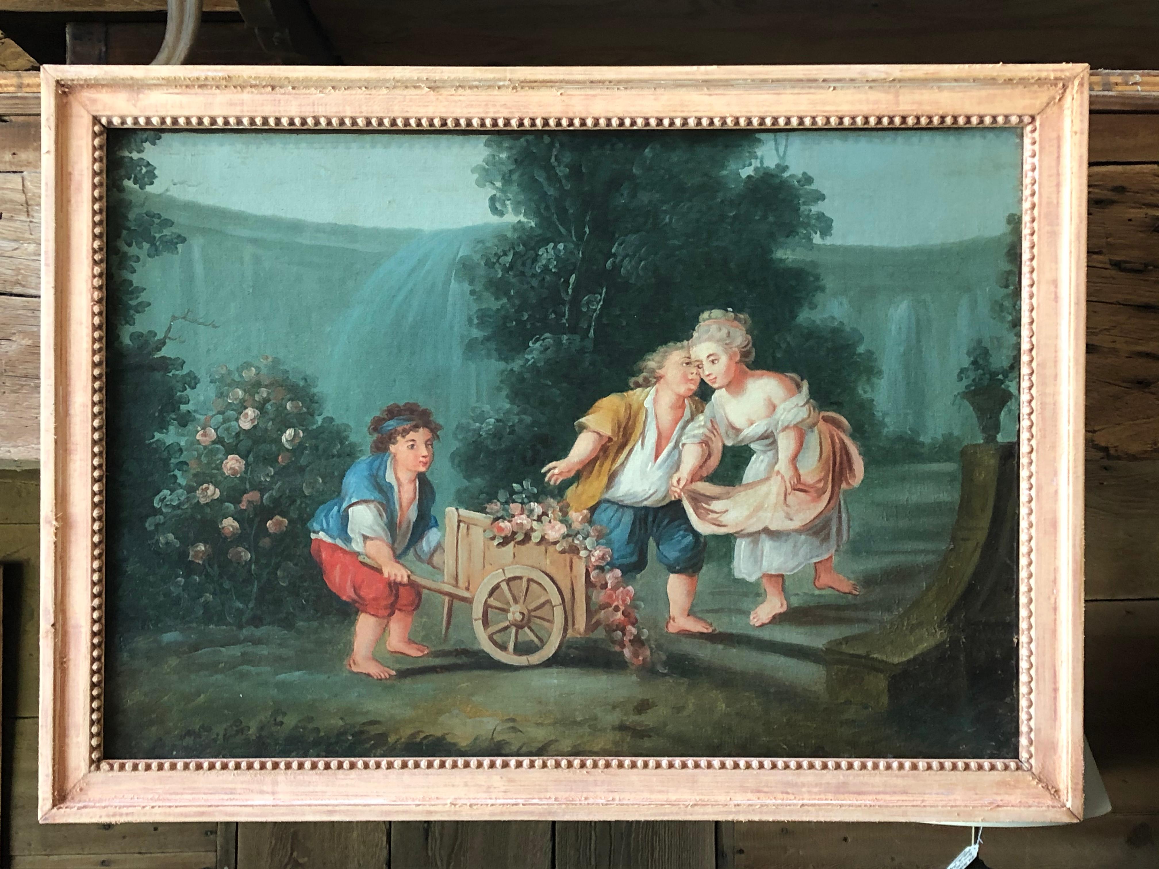 Pair of Naive French Paintings, Garden Theme, 18th C. 5