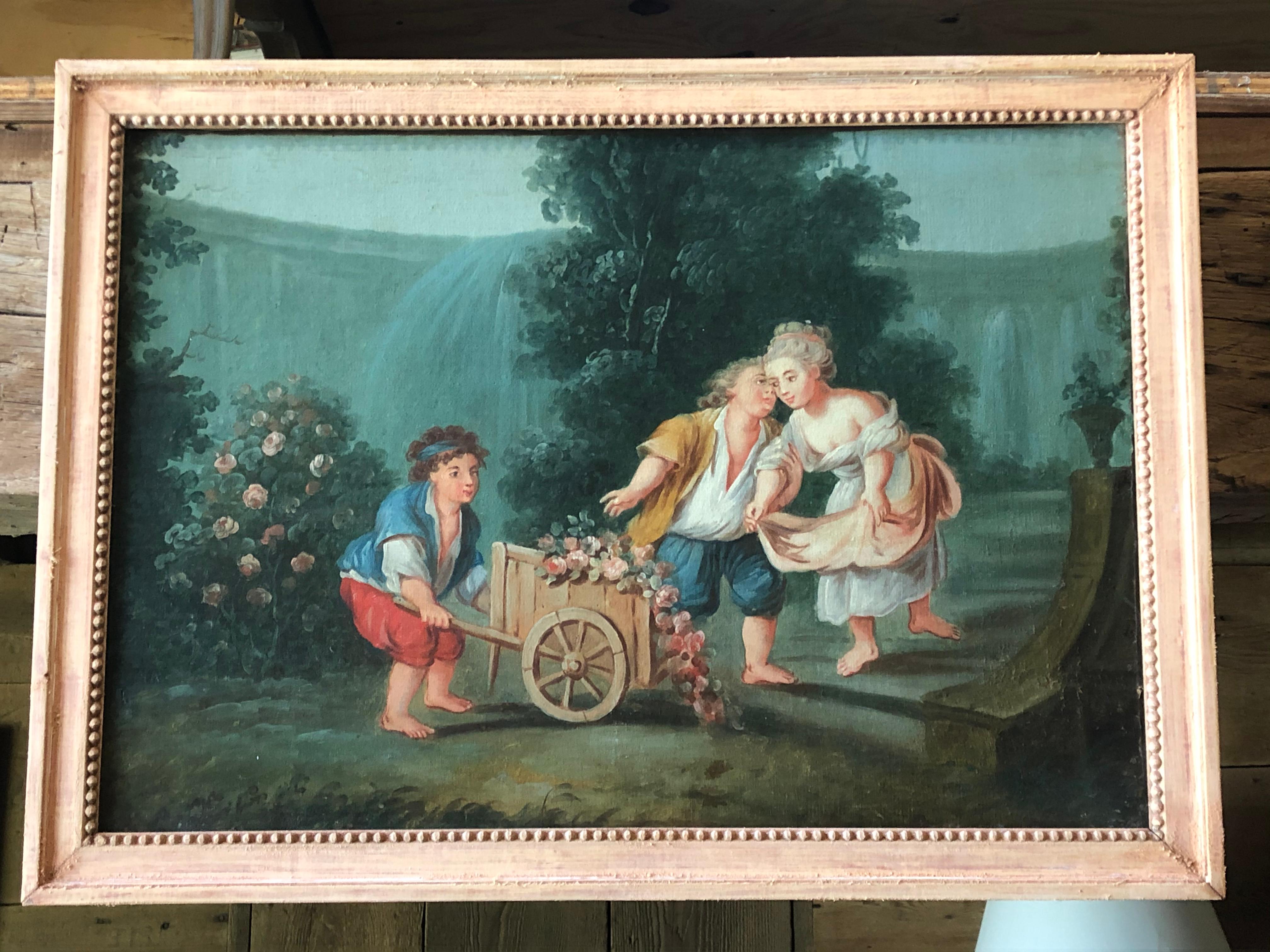 Pair of Naive French Paintings, Garden Theme, 18th C. 6