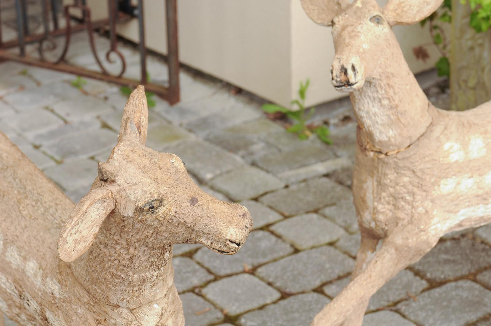 Pair of Naive Style Carved Wooden Fawns from New Hampshire Lodge, circa 1930 8