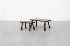 Paar Hocker im Nakashima-Stil mit naturfarbener Kante von C.A. Beijbom