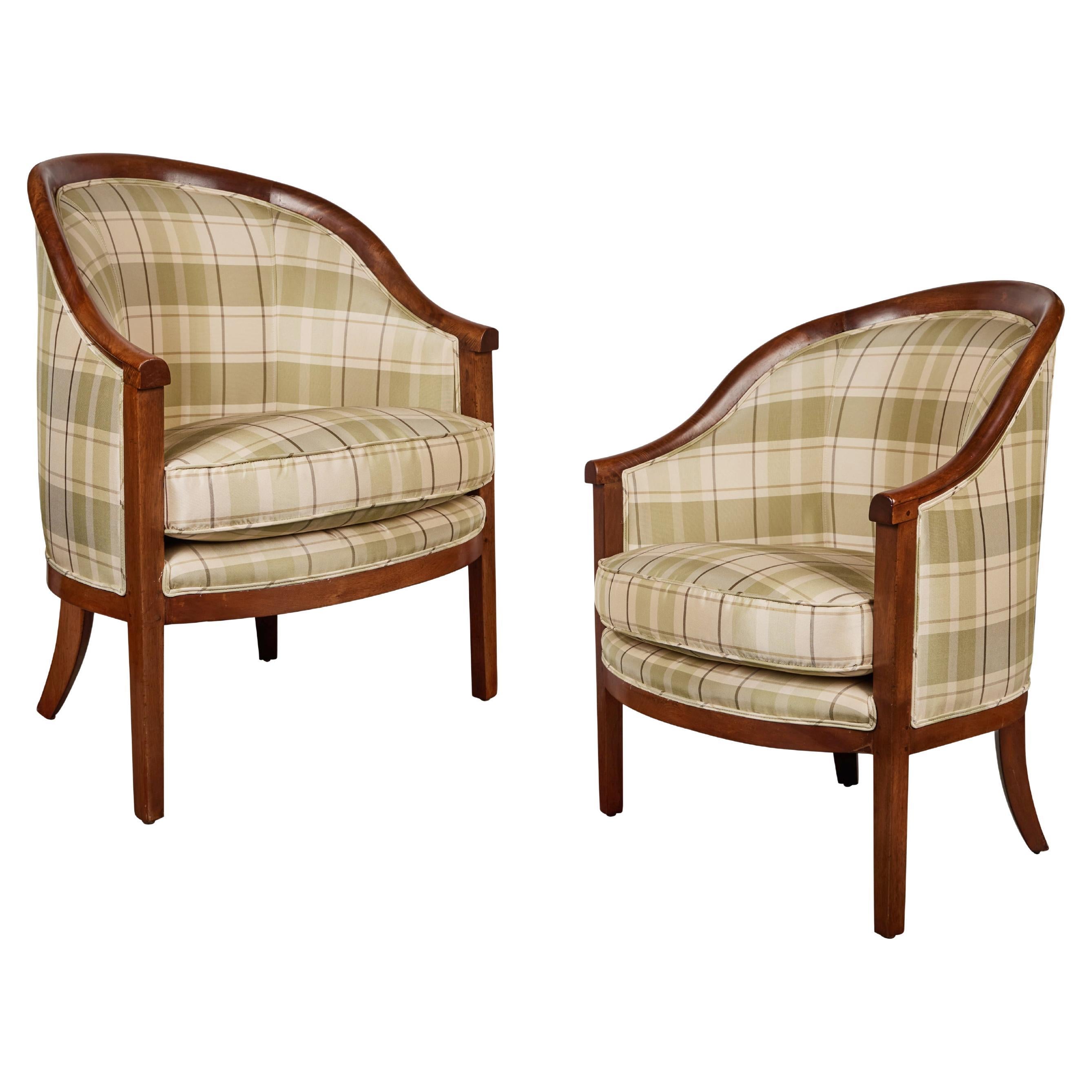 Pair of "Nana and Poppa" Barrel Backed Chairs For Sale