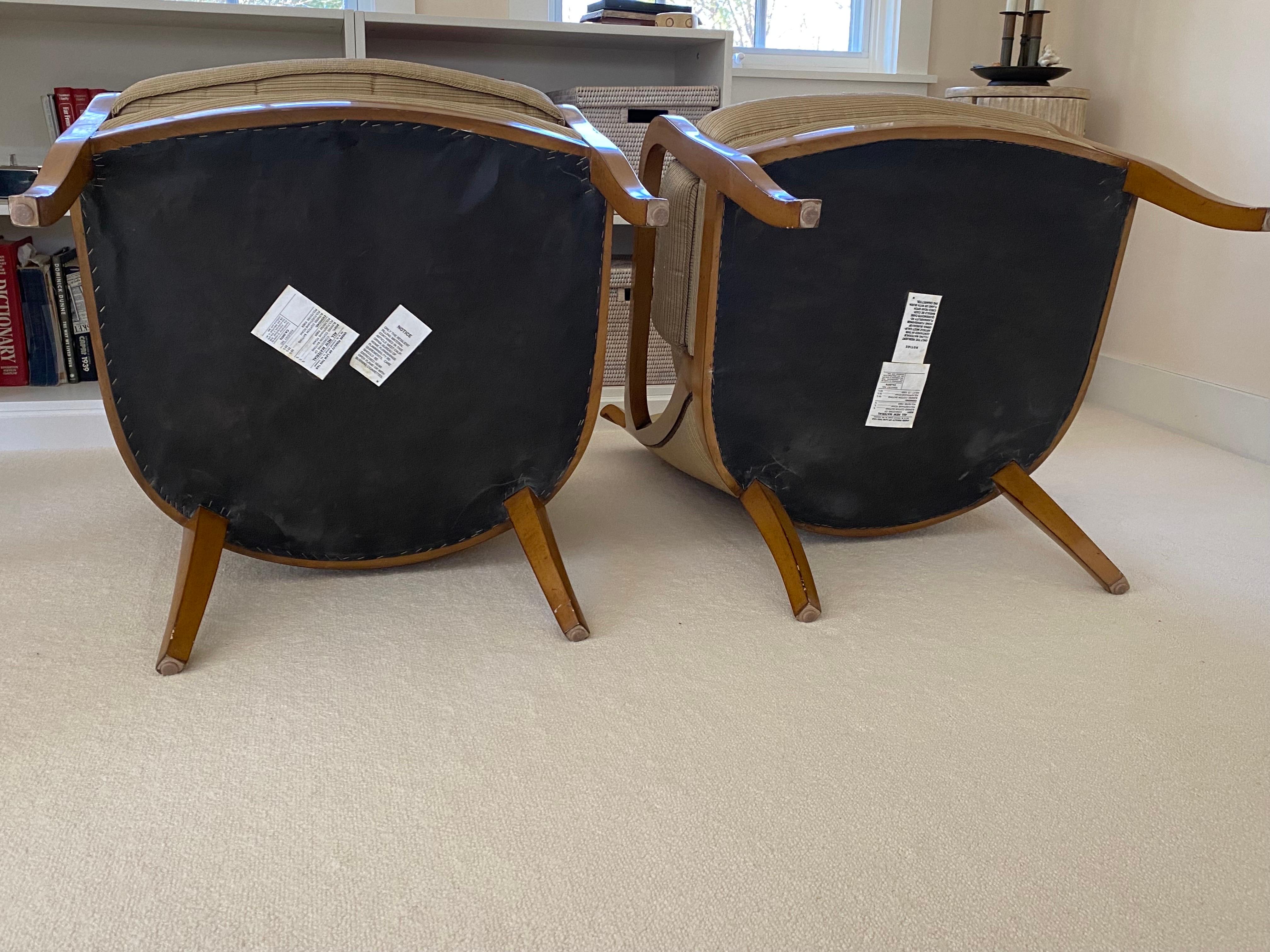 Pair of Nancy Corzine '2003 Napoleon Lounge' Chairs in Silk Fabric For Sale 13