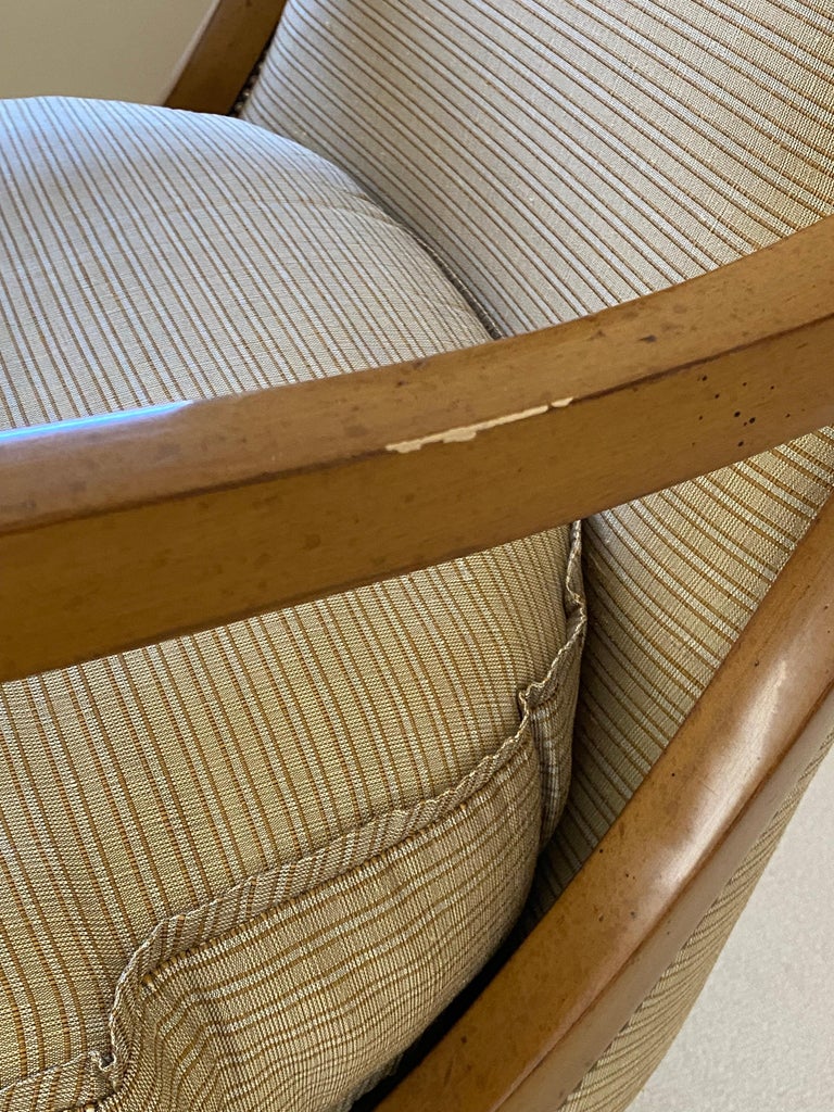 Pair of Nancy Corzine '2003 Napoleon Lounge' Chairs in Silk Fabric For