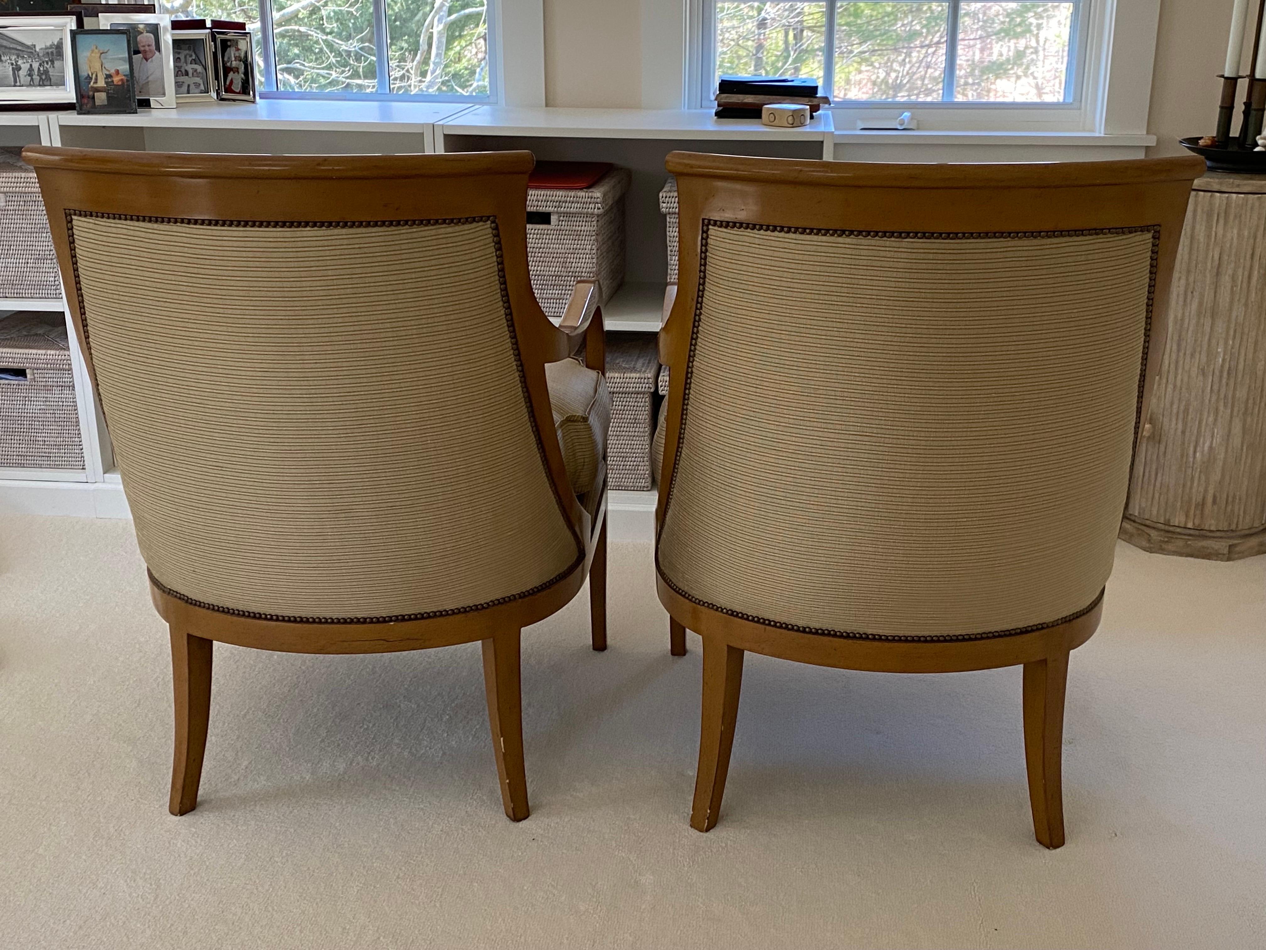Pair of Nancy Corzine '2003 Napoleon Lounge' Chairs in Silk Fabric For Sale 1