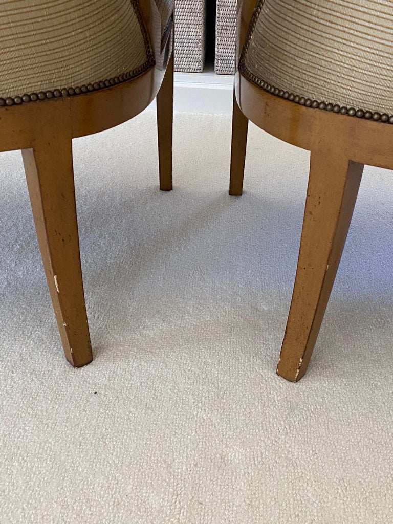 Pair of Nancy Corzine '2003 Napoleon Lounge' Chairs in Silk Fabric For