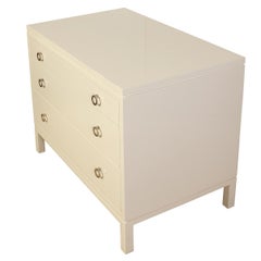 Pair of Nancy Corzine White Lacquered Chests With Drawers