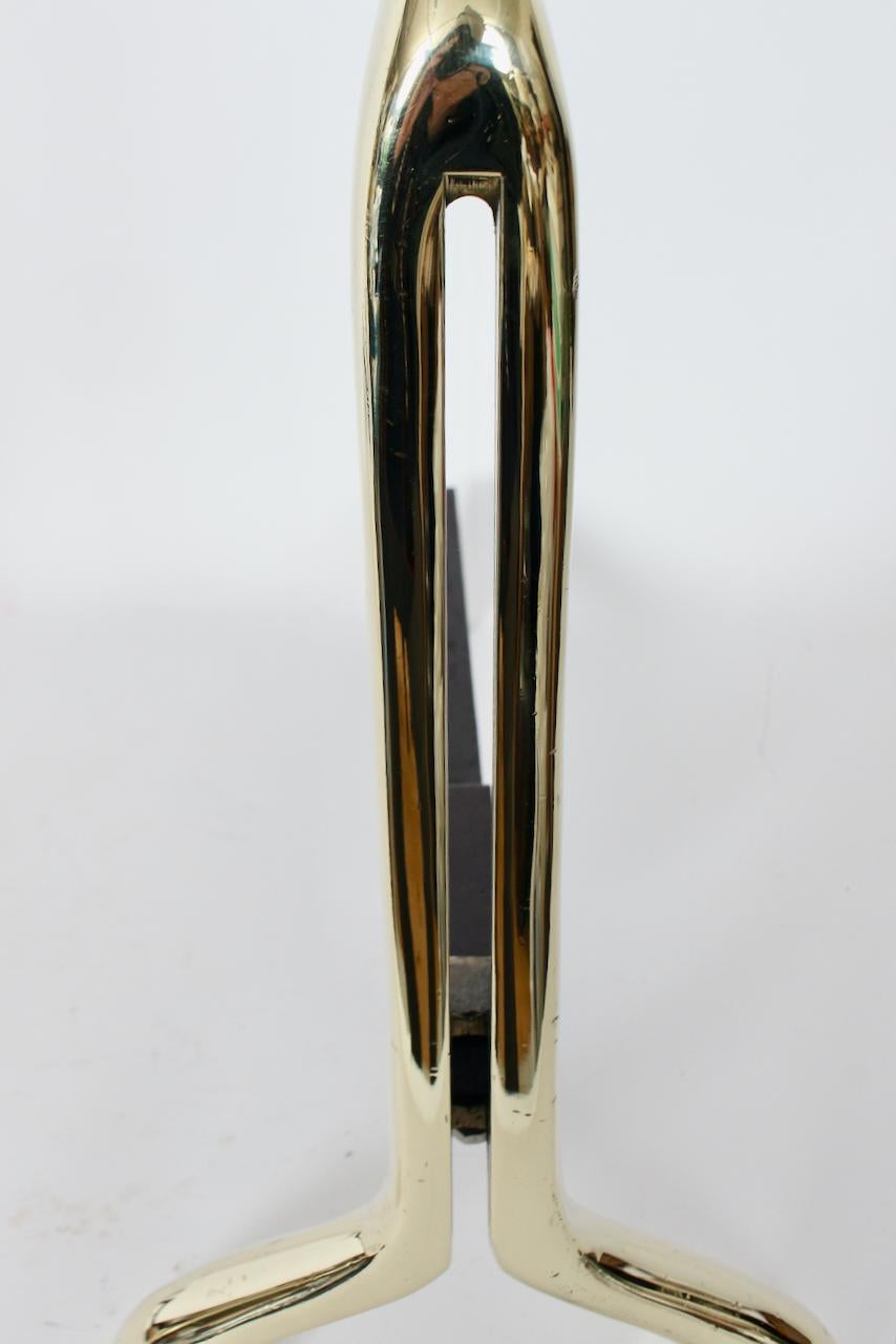 Pair of Nancy Ruben for Virginia Metalcrafters Brass Andirons, Circa 1970's 3