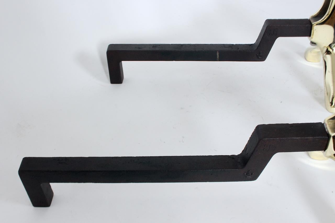 Pair of Nancy Ruben for Virginia Metalcrafters Brass Andirons, Circa 1970's 7