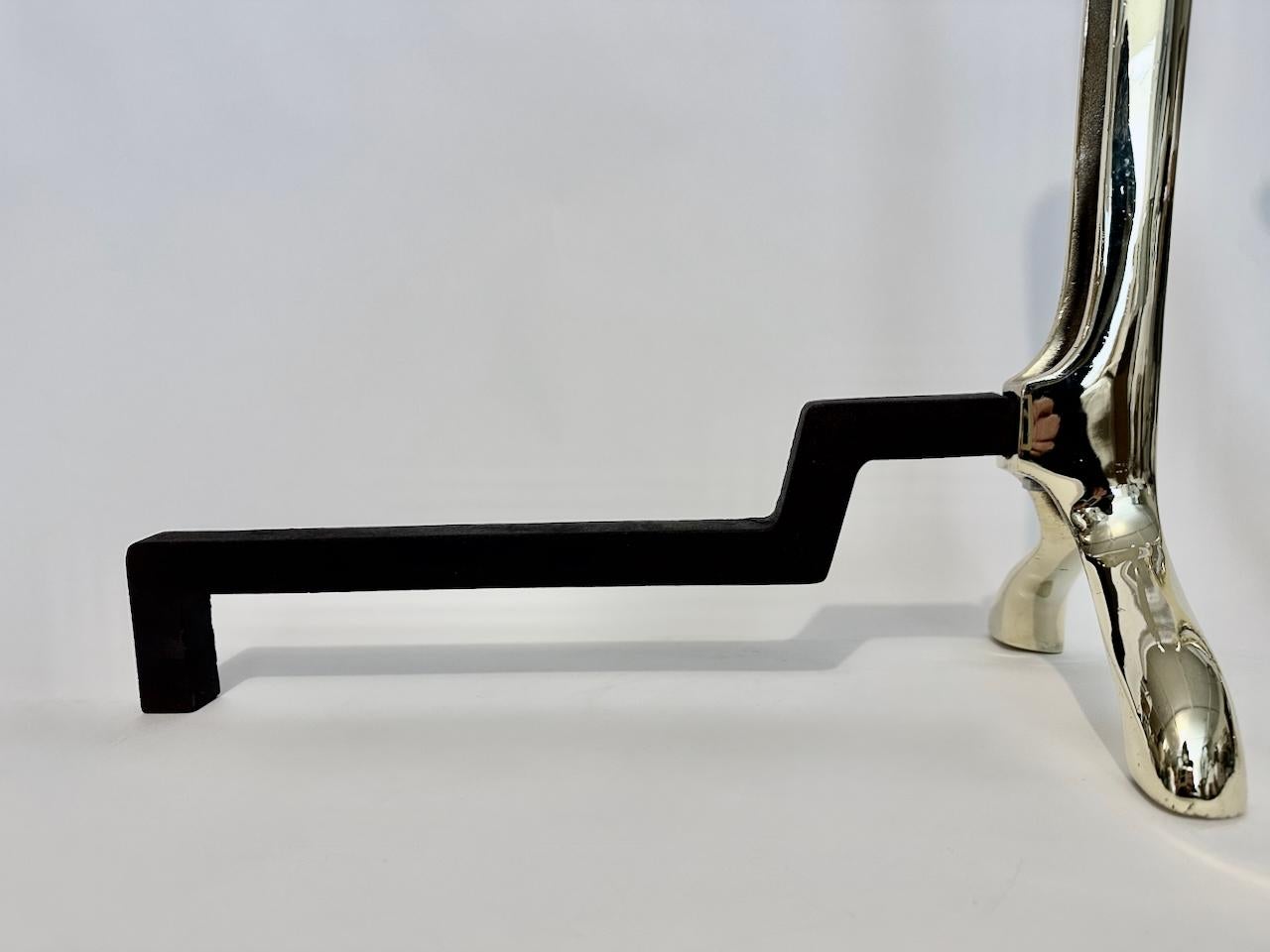 Pair of Nancy Ruben for Virginia Metalcrafters Brass Andirons, Circa 1970's 6