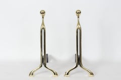 Pair of Nancy Ruben for Virginia Metalcrafters Brass Andirons, Circa 1970's