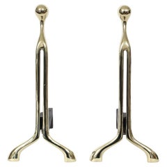 Pair of Nancy Ruben for Virginia Metalcrafters Brass Andirons, Circa 1970's