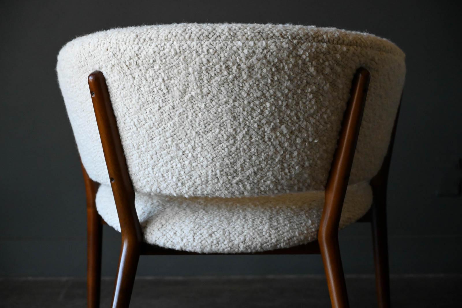Pair of Nanna Ditzel Model 83 Lounge Chairs in Pierre Frey Wool Bouclé, 1952 5
