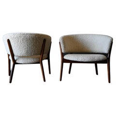 Pair of Nanna Ditzel Model 83 Lounge Chairs in Pierre Frey Wool Bouclé, 1952