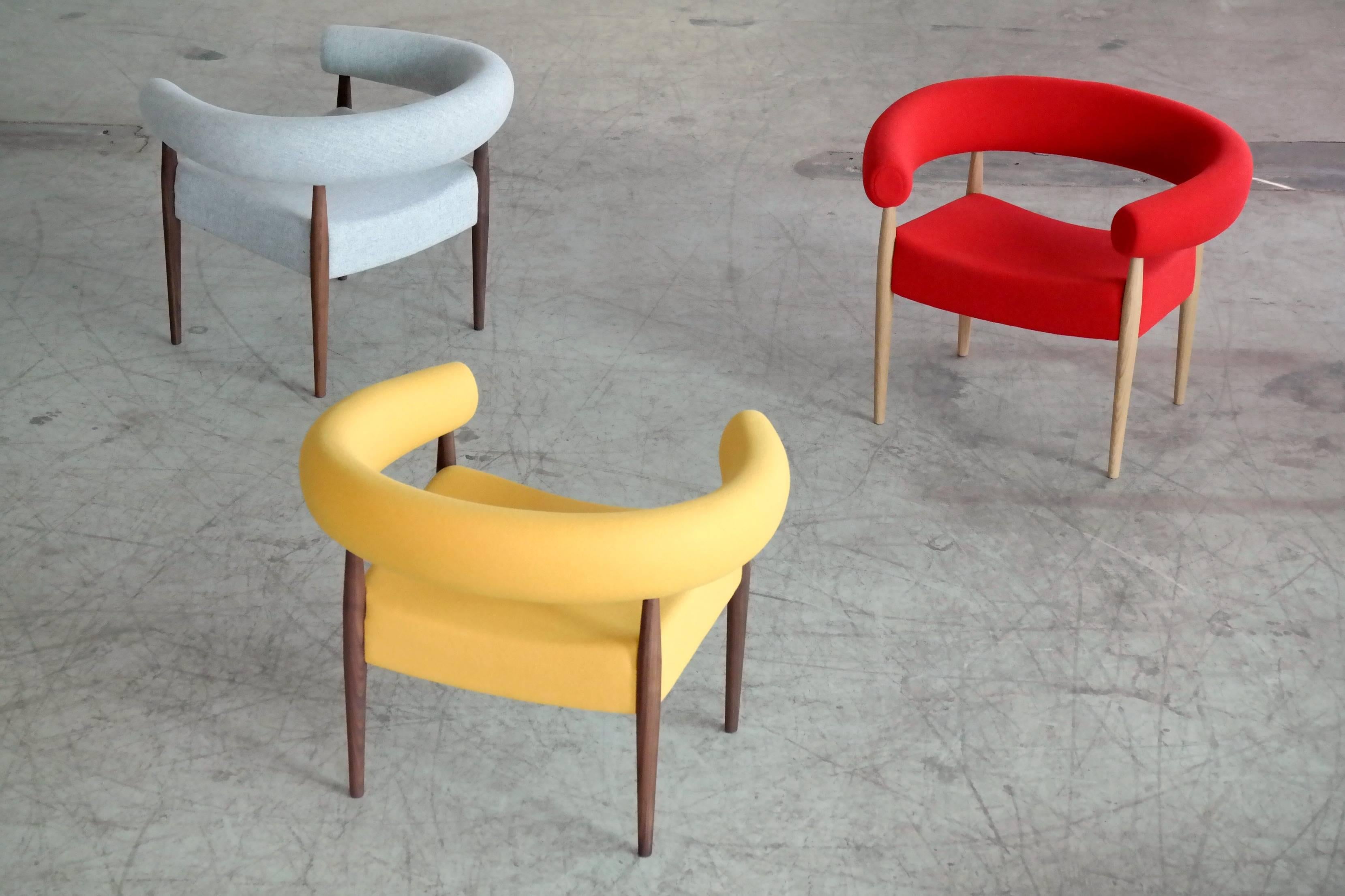 Pair of Nanna Ditzel Ring Chairs in Walnut and Wool for GETAMA 3