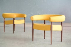 Pair of Nanna Ditzel Ring Chairs in Walnut and Wool for GETAMA