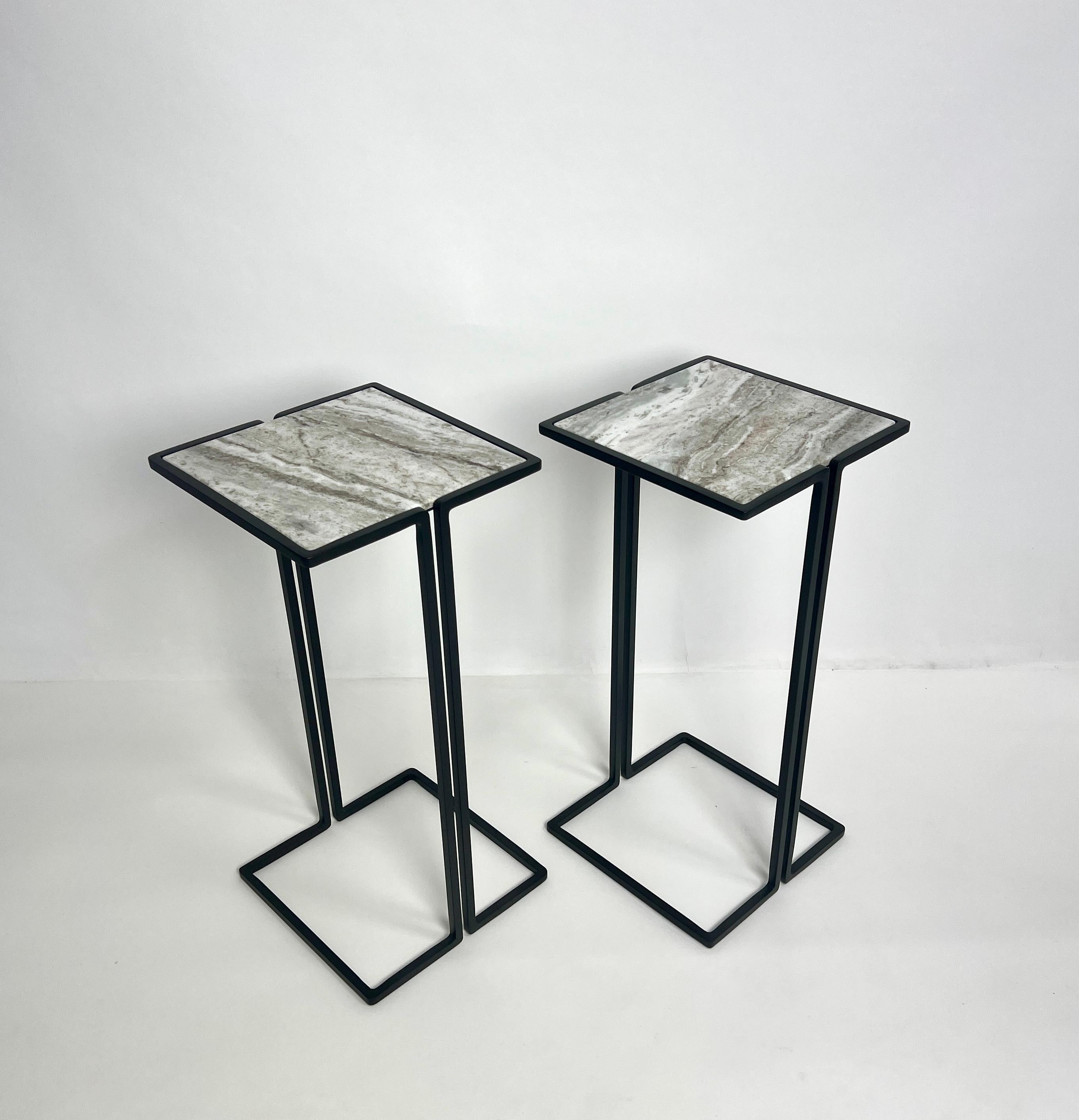 Paire de tables d'appoint nantaises, par Bourgeois Boheme Atelier  Fantasy Brown en vente 2