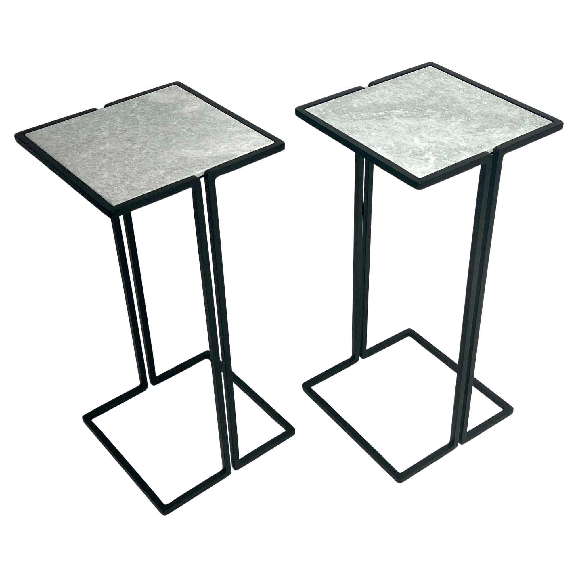 Pair of Nantes Side Tables, by Bourgeois Boheme Atelier  Jade Satin