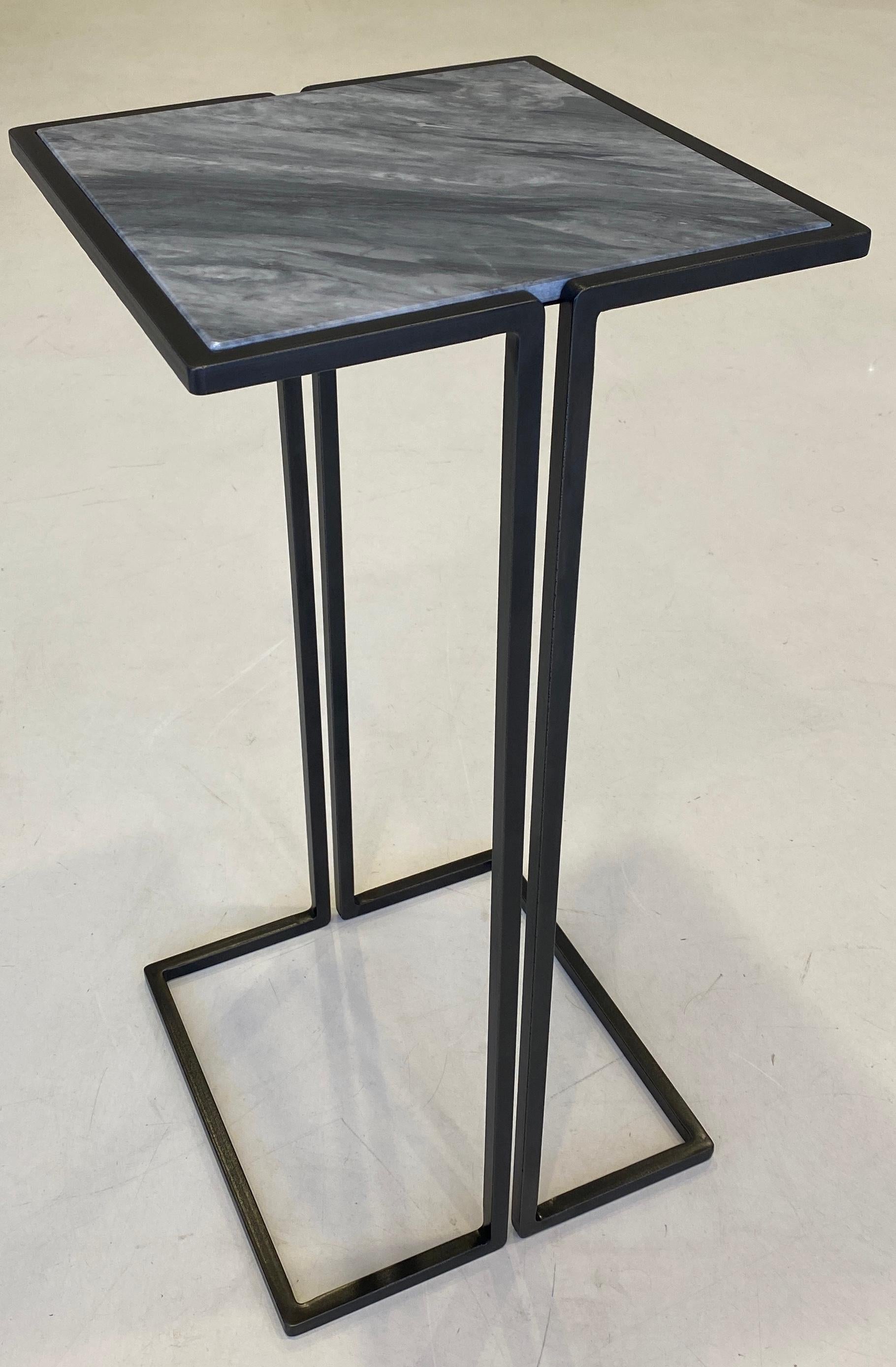 Marble Pair of Nantes Side Tables, Model C, by Bourgeois Boheme Atelier For Sale