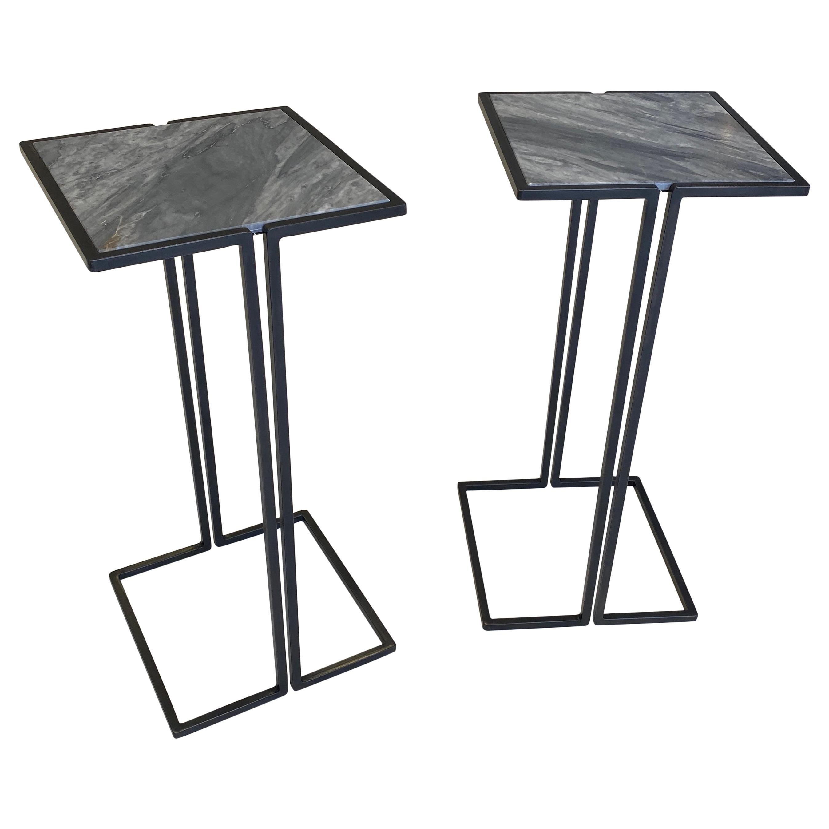 Nantes Side Tables, Model D, Satin Brass For Sale at 1stDibs