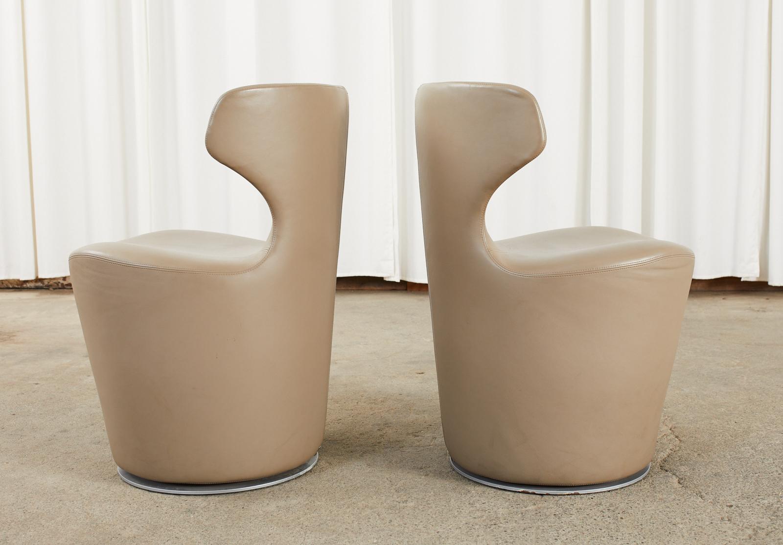 Pair of Naoto Fukusawa for B & B Italia Leather Mini Papilio Chairs For Sale 1