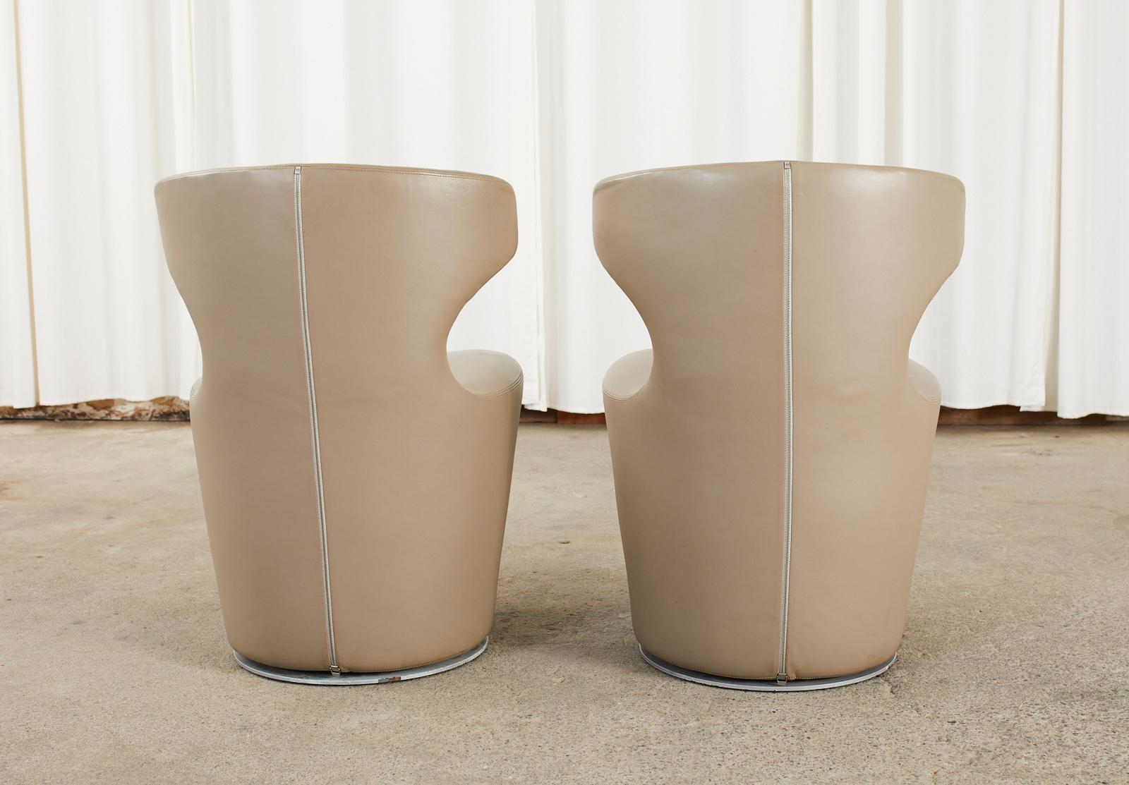 Pair of Naoto Fukusawa for B & B Italia Leather Mini Papilio Chairs For Sale 8