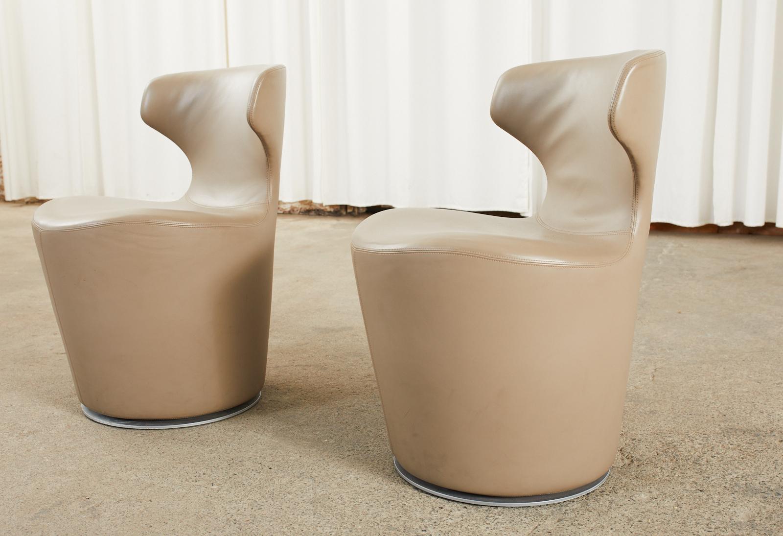 Hand-Crafted Pair of Naoto Fukusawa for B & B Italia Leather Mini Papilio Chairs For Sale