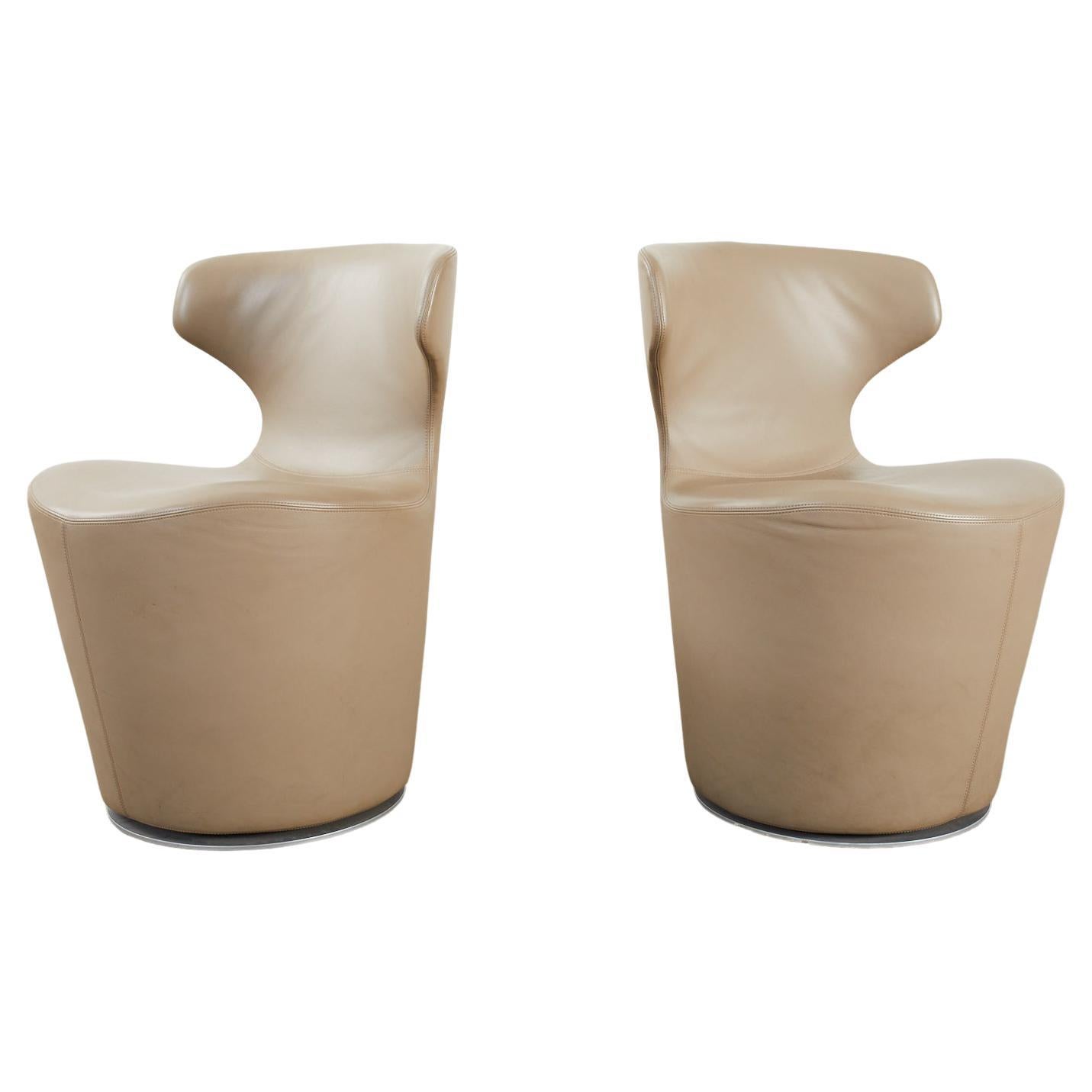 Pair of Naoto Fukusawa for B & B Italia Leather Mini Papilio Chairs For Sale