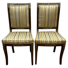 Paar gestreifte Beistellstühle im napoleonischen Stil 