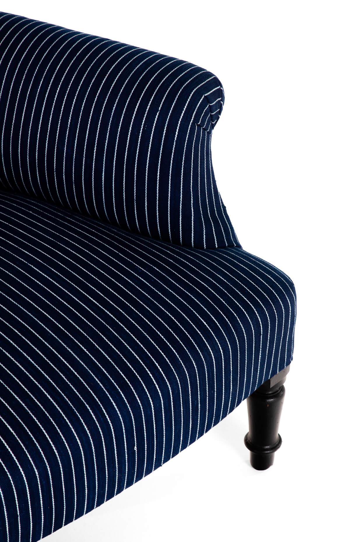 19th Century Pair of Napoleon armchairs in Woven Navy Stripe For Sale