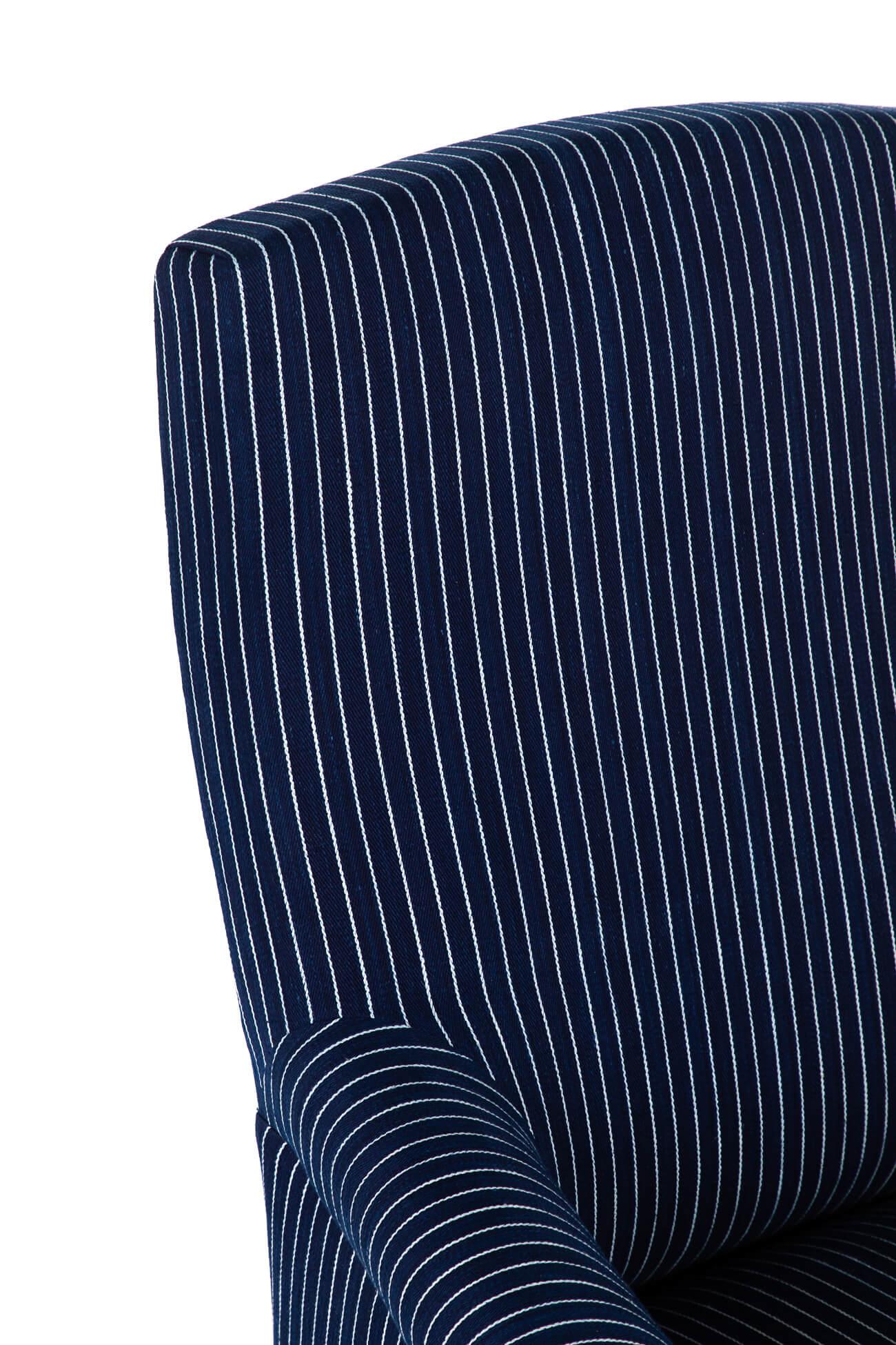 Wool Pair of Napoleon armchairs in Woven Navy Stripe For Sale