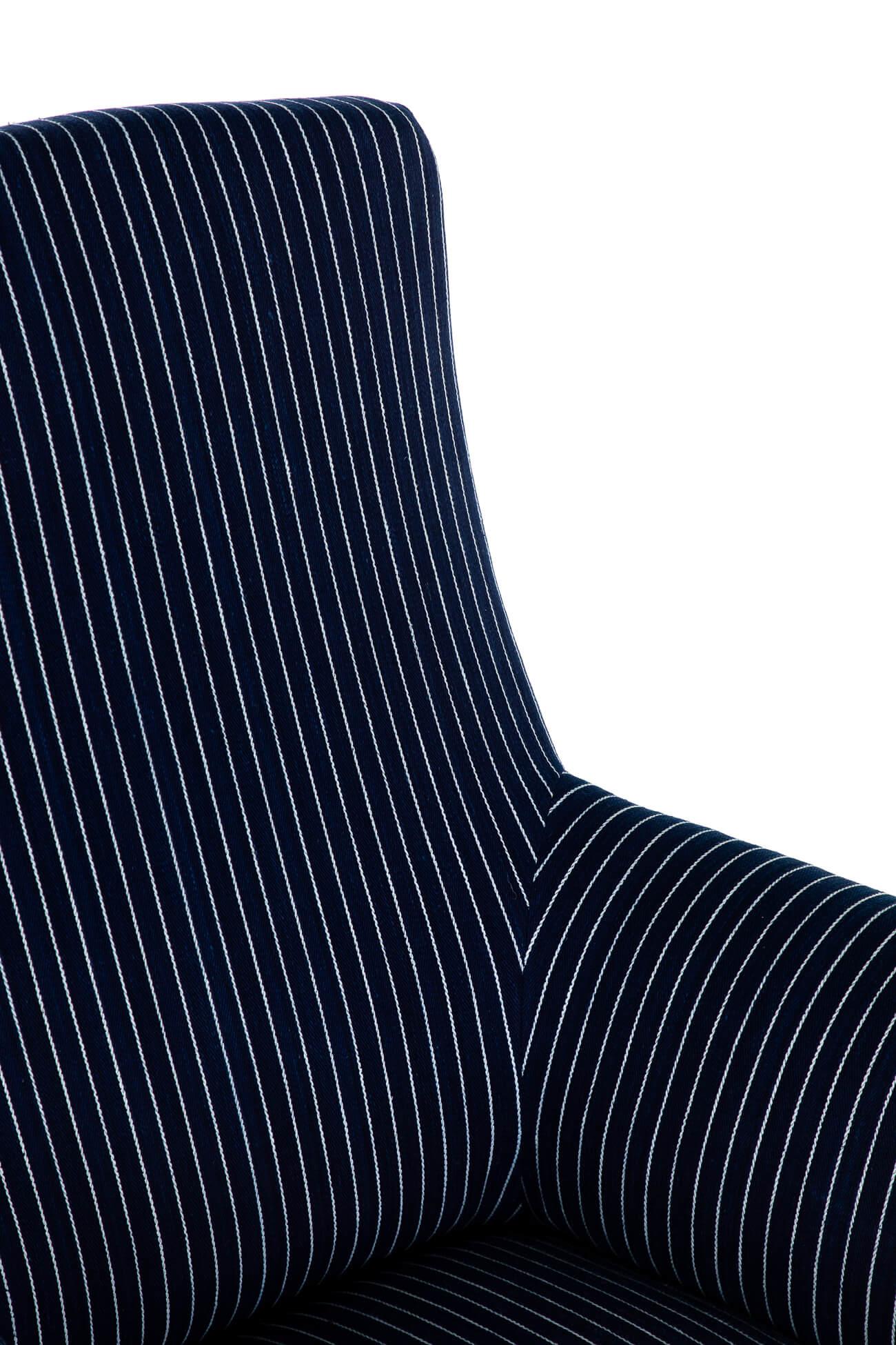 Pair of Napoleon armchairs in Woven Navy Stripe For Sale 1