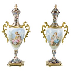 Retro Pair of Napoleon III Amphorae