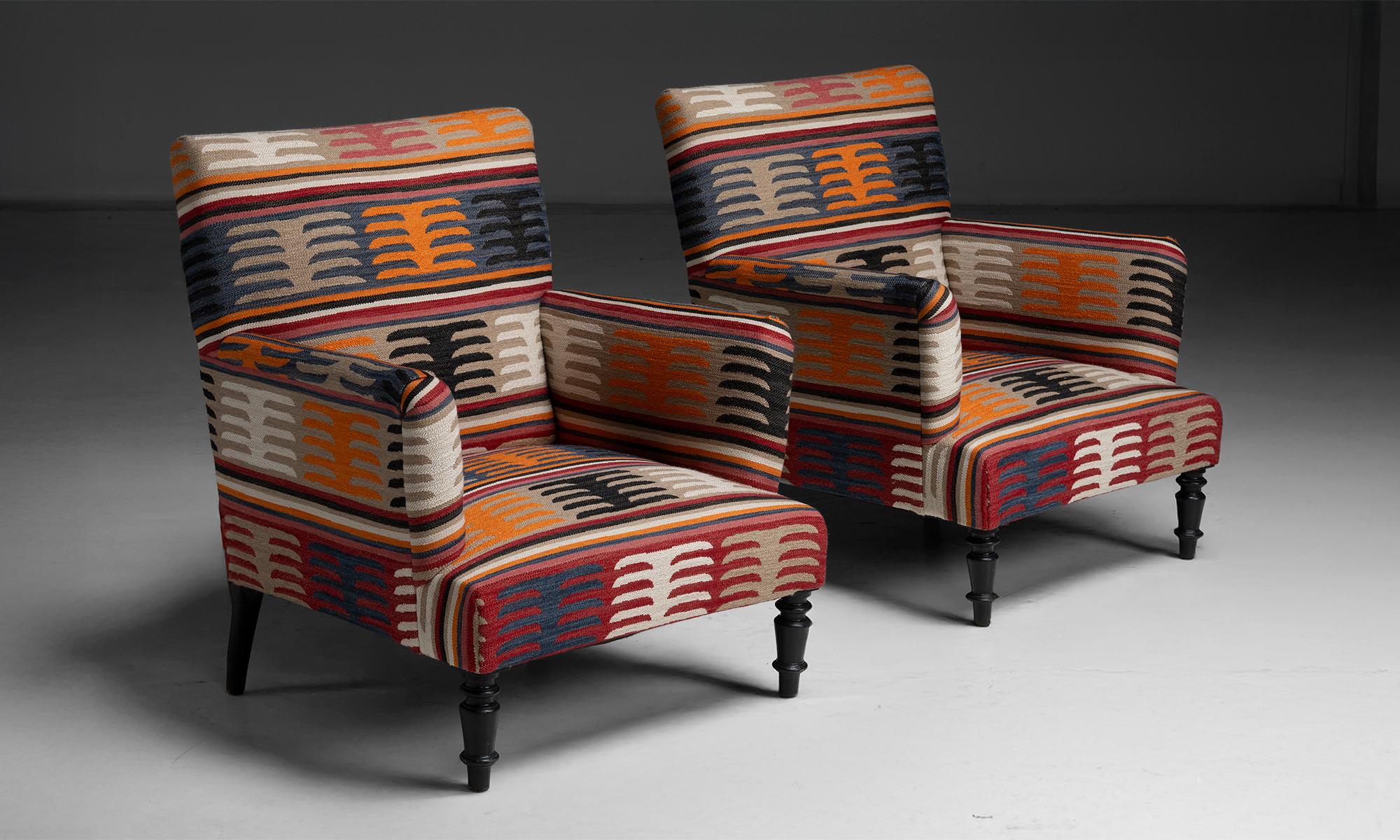 French Pair of Napoleon III Armchairs in Holland & Sherry, France circa 1870 For Sale