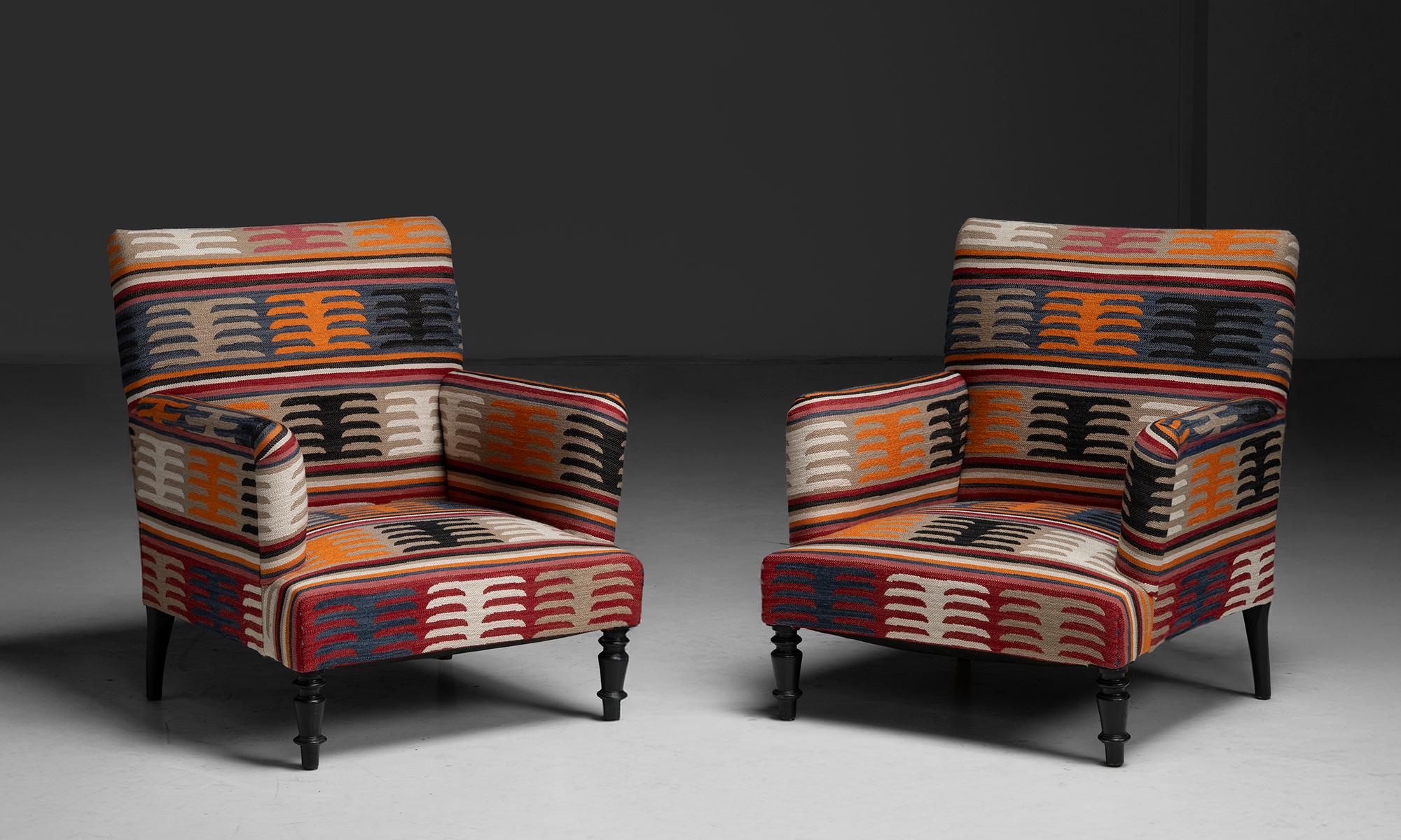 Pair of Napoleon III Armchairs in Holland & Sherry, France circa 1870 In Good Condition For Sale In Culver City, CA