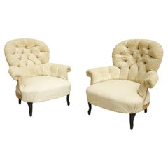 Pair of Napoleon III Balloon Backed Armchairs